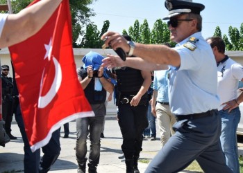 Διαμαρτυρία κατά της έκδοσης των οκτώ Τούρκων στρατιωτικών