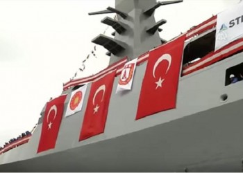 Ο Ερντογάν στην καθέλκυση κατασκοπευτικού πλοίου