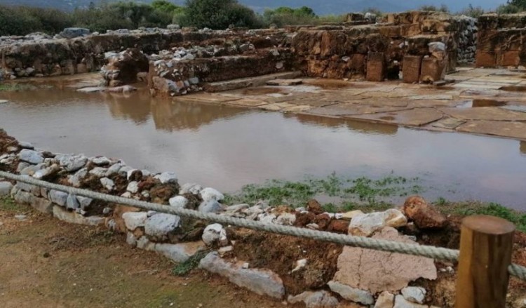 Πλημμύρισε ο αρχαιολογικός χώρος στα Μάλια (φωτο)