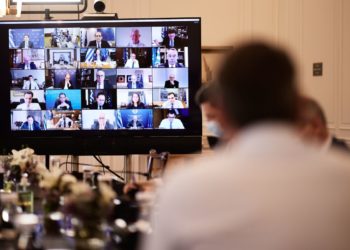 Συνεδρίαση του Υπουργικού Συμβουλίου υπό τον Πρωθυπουργό Κυριάκο Μητσοτάκη μέσω τηλεδιάσκεψης   (Φωτ.: Δημήτρης Παπαμήτσος /Γραφείο Τύπου Πρωθυπουργού/Eurokinissi)