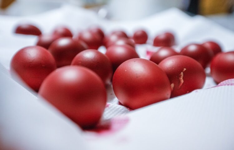 Κόκκινα αυγά για το Πάσχα, αλλά και τις... αυγομαχίες (φωτ.: EUROKINISSI/Γιώργος Κονταρίνης)