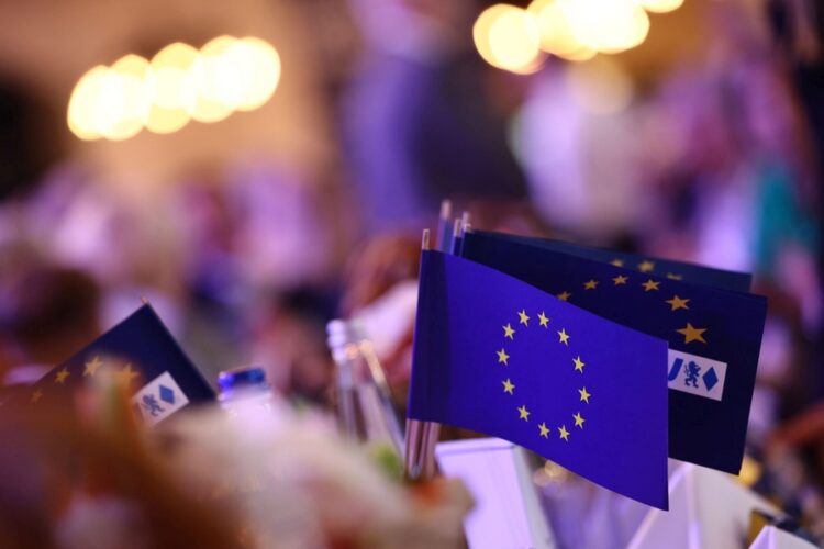 Σημαιάκια της Ευρωπαϊκής Ένωσης (φωτ.: EPA/ Anna Szilagyi)