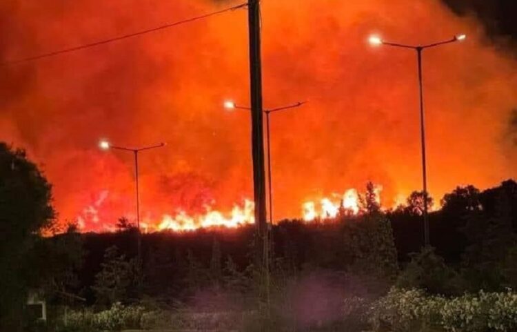 Φωτογραφία από τη φωτιά στην Κερατέα (πηγή: Facebook / Πολιτική Προστασία Σαρωνικού)