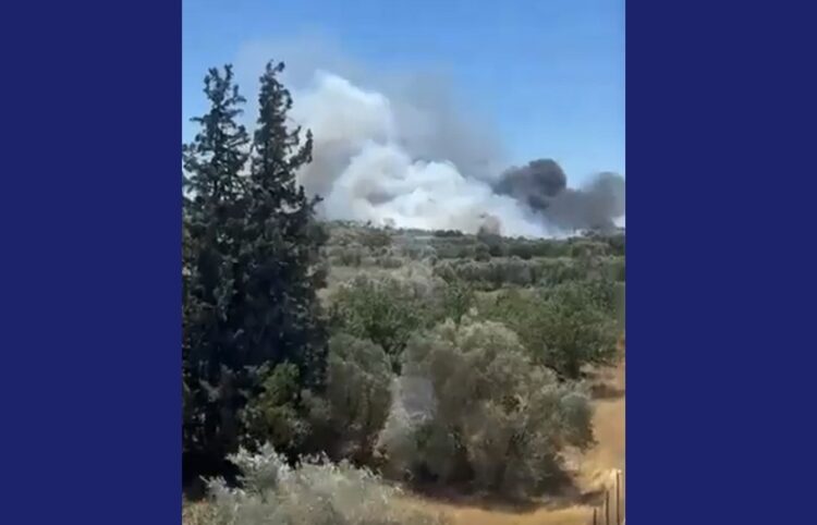 Στιγμιότυπο από τη φωτιά που καίει στην περιοχή (φωτ.: YouTube)