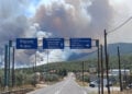 Πυκνοί καπνοί από την πυρκαγιά σε δασική έκταση στην περιοχή Άγιος Βλάσης Κορινθίας (φωτ.: ΑΠΕ-ΜΠΕ / Βασίλης Ψωμάς)