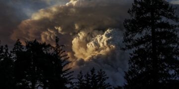 Καπνός υψώνεται στην επαρχεία Μπιούτ, καθώς η πυρκαγιά «Park Fire» κατακαίει την Καλιφόρνια (φωτ.: EPA/John G. Mabanglo)