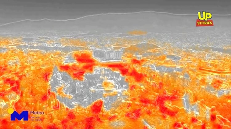 Η Ακρόπολη μέσα από τη θερμική κάμερα του meteo  (πηγή: Up Stories)