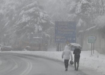 Χιονόπτωση στην Εθνική Οδό Αθηνών - Λαμίας, 10 Μαρτίου 2022. (φωτ.: EUROKINISSI/ Μιχάλης Καραγιάννης)