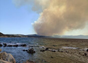 Πυρκαγιά στα Βατερά Λέσβου (Φωτ.: ΑΠΕ-ΜΠΕ)