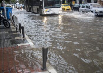 Εικόνα από τις πλημμύρες στη Θεσσαλονίκη τις προηγούμενες μέρες (φωτ.: MOΤΙΟΝΤΕΑΜ/Βασίλης Βερβερίδης)