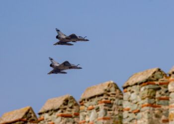 Διελεύσεις Rafale στον ουρανό της Θεσσαλονίκης στην επέτειο της 28ης Οκτωβρίου (φωτ.: Ραφαήλ Γεωργιάδης/ Eurokinissi)