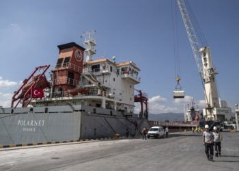 Τουρκικό εμπορικό πλοίο στο Κοτζαέλι. Επικαλούμενο αρχεία των ρωσικών τελωνείων, το Ρόιτερς μετέδωσε το Δεκέμβριο πως τουλάχιστον 2,6 δισεκατομμύρια δολάρια εξαρτημάτων υπολογιστών και άλλων ηλεκτρονικών συσκευών εισήχθησαν στη Ρωσία σε διάστημα επτά μηνών μέχρι τις 31 Οκτωβρίου (φωτ.: EPA/Erdem Sahin)