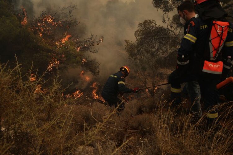 Πυρκαγιά στην περιοχή Νέα Πέραμο,  Άνω Βλυχάδας
(φωτ.: Βασίλης Ρεμπάπης/ EUROKINISSI)