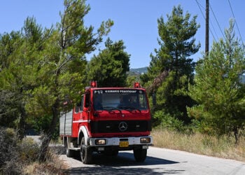 Πυροσβεστικό όχημα του κλιμακίου Ροδόπολης του Δήμου Διονύσου (φωτ.: EUROKINISSI / Μιχάλης Καραγιάννης)