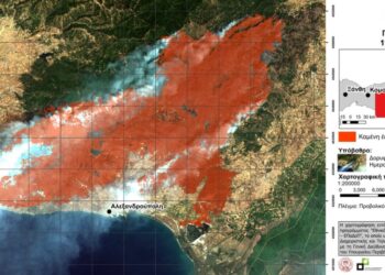 (Πηγή χάρτη: Εργαστήριο Δασικής Διαχειριστικής και Τηλεπισκόπησης του Τμήματος Δασολογίας και Φυσικού Περιβάλλοντος του ΑΠΘ)