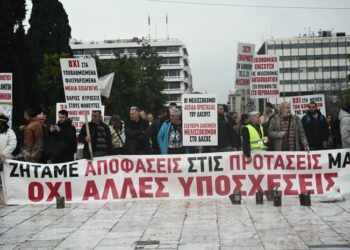 Στιγμιότυπο από τη διαμαρτυρία των μελισσοκόμων στην πλατεία Συντάγματος (φωτ.: EUROKINISSI/Κώστας Τζούμας)