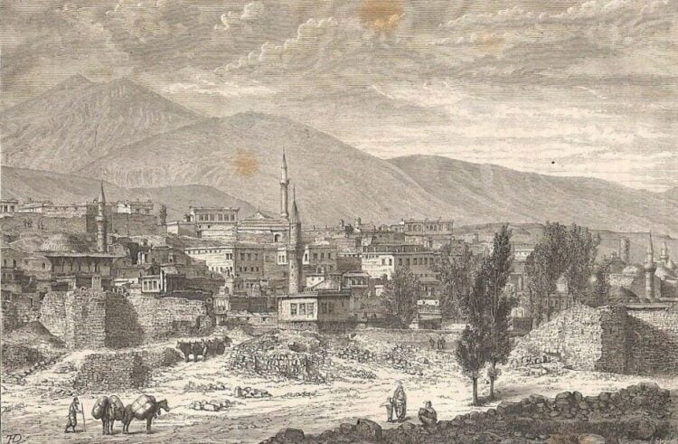 Άποψη της Θεοδοσιούπολης (Ερζερούμ), το 1870 (πηγή: Ottoman Imperial Archives)