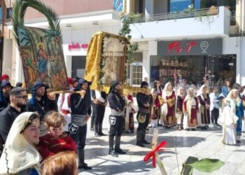 Οι «Ακρίτες» Ασπροπύργου την Κυριακή των Βαΐων (φωτ.: Facebook / AkritesAspropirgou1979)