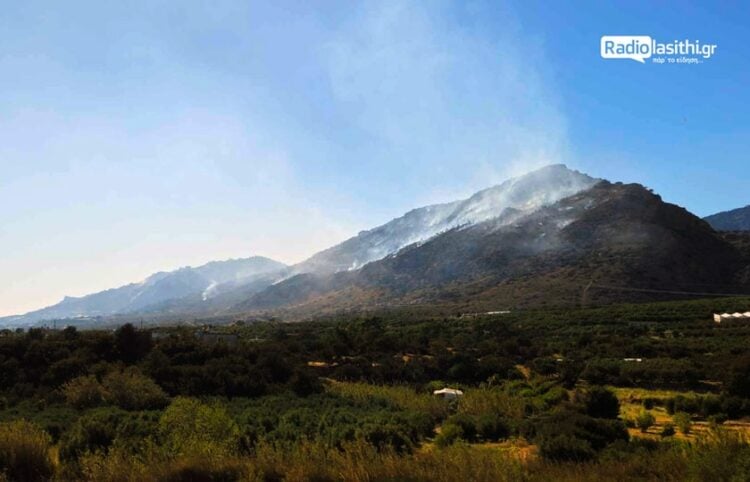 Στην περιοχή εντοπίζονται διάσπαρτες εστίες καπνού (φωτ.: radiolasithi.gr)