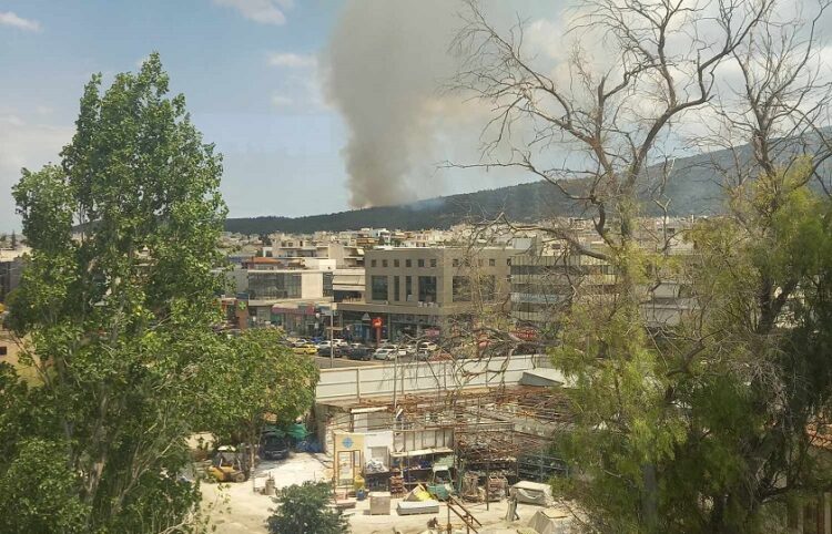 Η φωτιά στα Γλυκά Νερά όπως φαίνεται από το Χαλάνδρι (φωτ.: Σοφία Λυσιόβα)