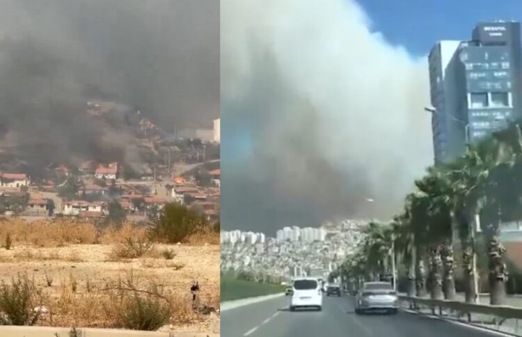 Αποσπάσματα βίντεο δείχνουν πυκνούς καπνούς και φλόγες μέσα στη Σμύρνη (φωτ.: Χ/Pulse Media Cell)