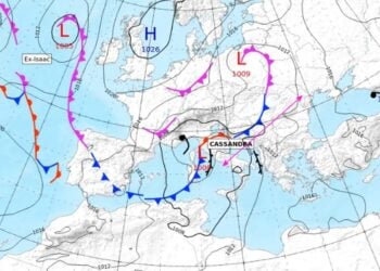 Χάρτης της πορείας της κακοκαιρίας «Cassandra» (πηγή: x.com/KolydasT)