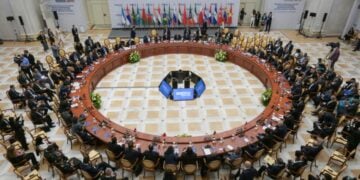 Γενική άποψη της συνάντησης των BRICS στην Αγία Πετρούπολη τον περασμένο Σεπτέμβριο (φωτ.: EPA/Alexei Danichev)