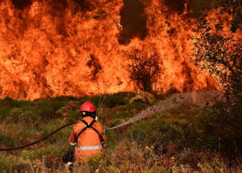 Από την πυρκαγιά στην περιοχή του Ξυλοκάστρου (φωτ.: EUROKINISSI / Μιχάλης Καραγιάννης)