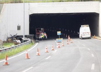 Η σήραγγα της Κατερίνης στη διάρκεια εργασιών τον περασμένο Μάιο (φωτ.: ΑΠΕ-ΜΠΕ / Νίκος Αρβανιτίδης)