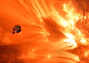 Ψηφιακή απεικόνιση του  Parker Solar Probe που πλησιάζει στον Ήλιο (φωτ.: NASA)