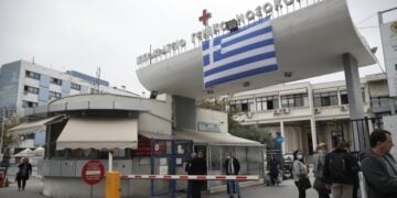 Η είσοδος του Ιπποκράτειου νοσοκομείου (φωτ.: ΑΠΕ-ΜΠΕ/Δημήτρης Τοσίδης)